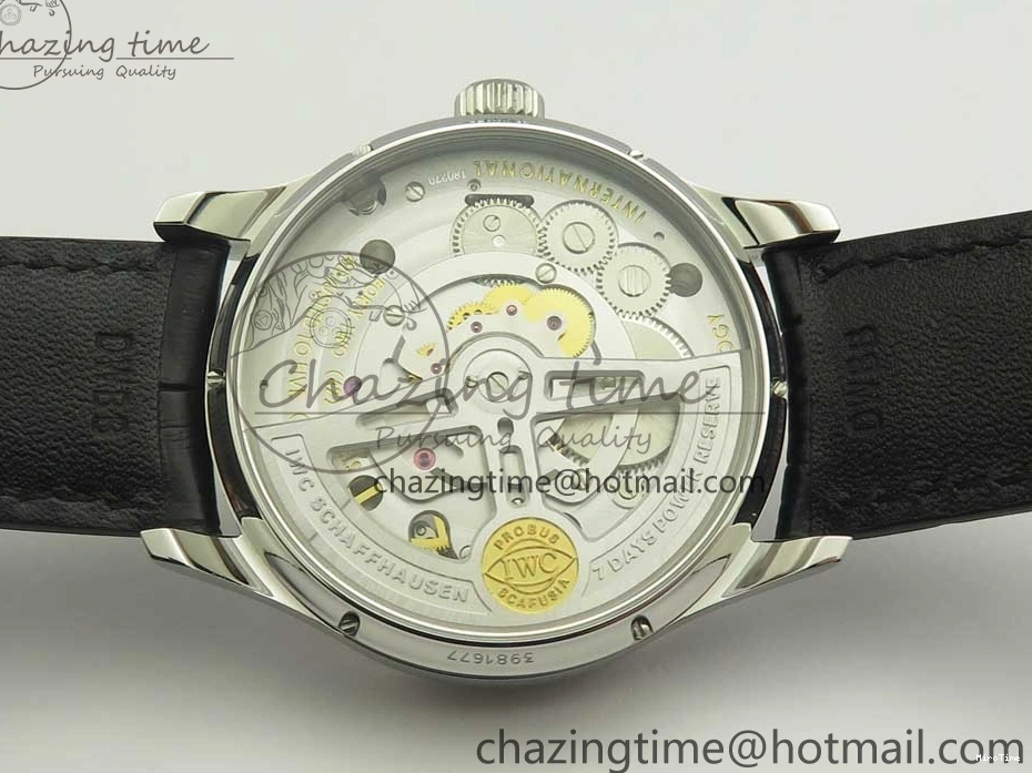 MIROTIME 0331 Upgraded Portuguese Flying Tourbillon SS White Dial 2 Sub Dials on Black Leather Strap 7161